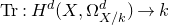 normal upper T normal r colon upper H Superscript d Baseline left parenthesis upper X comma normal upper Omega Subscript upper X divided by k Superscript d Baseline right parenthesis right arrow k