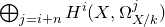 circled plus Underscript j equals i plus n Endscripts upper H Superscript i Baseline left parenthesis upper X comma normal upper Omega Subscript upper X divided by k Superscript j Baseline right parenthesis