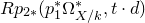 upper R p Subscript 2 asterisk Baseline left parenthesis p 1 Superscript asterisk Baseline normal upper Omega Subscript upper X divided by k Superscript asterisk Baseline comma t dot d right parenthesis