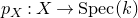 p Subscript upper X Baseline colon upper X right arrow normal upper S normal p normal e normal c left parenthesis k right parenthesis