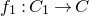 f 1 colon upper C 1 right arrow upper C