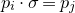 p Subscript i Baseline dot sigma equals p Subscript j