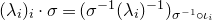 left parenthesis lamda Subscript i Baseline right parenthesis Subscript i Baseline dot sigma equals left parenthesis sigma Superscript negative 1 Baseline left parenthesis lamda Subscript i Baseline right parenthesis Superscript negative 1 Baseline right parenthesis Subscript sigma Sub Superscript negative 1 Subscript ring iota Sub Subscript i