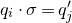 q Subscript i Baseline dot sigma equals q prime Subscript j