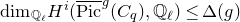 normal d normal i normal m Subscript double struck upper Q Sub Subscript script l Baseline upper H Superscript i Baseline left parenthesis ModifyingAbove normal upper P normal i normal c With bar Superscript g Baseline left parenthesis upper C Subscript q Baseline right parenthesis comma double struck upper Q Subscript script l Baseline right parenthesis less than or equals normal upper Delta left parenthesis g right parenthesis