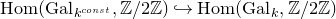 normal upper H normal o normal m left parenthesis normal upper G normal a normal l Subscript k Sub Superscript normal c normal o normal n normal s normal t Subscript Baseline comma double struck upper Z divided by 2 double struck upper Z right parenthesis right arrow with hook normal upper H normal o normal m left parenthesis normal upper G normal a normal l Subscript k Baseline comma double struck upper Z divided by 2 double struck upper Z right parenthesis