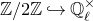 double struck upper Z divided by 2 double struck upper Z right arrow with hook double struck upper Q Subscript script l Superscript times