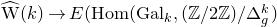 ModifyingAbove normal upper W With caret left parenthesis k right parenthesis right arrow upper E left parenthesis normal upper H normal o normal m left parenthesis normal upper G normal a normal l Subscript k Baseline comma left parenthesis double struck upper Z divided by 2 double struck upper Z right parenthesis divided by normal upper Delta Subscript g Superscript k Baseline right parenthesis