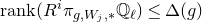 normal r normal a normal n normal k left parenthesis upper R Superscript i Baseline pi Subscript g comma upper W Sub Subscript j Subscript comma asterisk Baseline double struck upper Q Subscript script l Baseline right parenthesis less than or equals normal upper Delta left parenthesis g right parenthesis