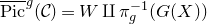 ModifyingAbove normal upper P normal i normal c With bar Superscript g Baseline left parenthesis script upper C right parenthesis equals upper W amalgamation or coproduct pi Subscript g Superscript negative 1 Baseline left parenthesis upper G left parenthesis upper X right parenthesis right parenthesis
