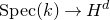 normal upper S normal p normal e normal c left parenthesis k right parenthesis right arrow upper H Superscript d