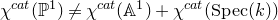chi Superscript normal c normal a normal t Baseline left parenthesis double struck upper P Superscript 1 Baseline right parenthesis not equals chi Superscript normal c normal a normal t Baseline left parenthesis double struck upper A Superscript 1 Baseline right parenthesis plus chi Superscript normal c normal a normal t Baseline left parenthesis normal upper S normal p normal e normal c left parenthesis k right parenthesis right parenthesis