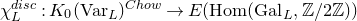 chi Subscript upper L Superscript normal d normal i normal s normal c Baseline colon upper K 0 left parenthesis normal upper V normal a normal r Subscript upper L Baseline right parenthesis Superscript normal upper C normal h normal o normal w Baseline right arrow upper E left parenthesis normal upper H normal o normal m left parenthesis normal upper G normal a normal l Subscript upper L Baseline comma double struck upper Z divided by 2 double struck upper Z right parenthesis right parenthesis