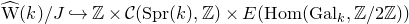 ModifyingAbove normal upper W With caret left parenthesis k right parenthesis divided by upper J right arrow with hook double struck upper Z times script upper C left parenthesis normal upper S normal p normal r left parenthesis k right parenthesis comma double struck upper Z right parenthesis times upper E left parenthesis normal upper H normal o normal m left parenthesis normal upper G normal a normal l Subscript k Baseline comma double struck upper Z divided by 2 double struck upper Z right parenthesis right parenthesis