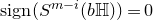 normal s normal i normal g normal n left parenthesis upper S Superscript m minus i Baseline left parenthesis b double struck upper H right parenthesis right parenthesis equals 0