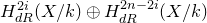 upper H Subscript normal d normal upper R Superscript 2 i Baseline left parenthesis upper X divided by k right parenthesis circled plus upper H Subscript normal d normal upper R Superscript 2 n minus 2 i Baseline left parenthesis upper X divided by k right parenthesis