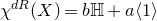 chi Superscript normal d normal upper R Baseline left parenthesis upper X right parenthesis equals b double struck upper H plus a left angle bracket 1 right angle bracket