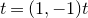 t equals left parenthesis 1 comma negative 1 right parenthesis t