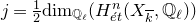 j equals one half normal d normal i normal m Subscript double struck upper Q Sub Subscript script l Baseline left parenthesis upper H Subscript ModifyingAbove e With acute t Superscript n Baseline left parenthesis upper X Subscript k overbar Baseline comma double struck upper Q Subscript script l Baseline right parenthesis right parenthesis