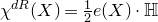 chi Superscript normal d normal upper R Baseline left parenthesis upper X right parenthesis equals one half e left parenthesis upper X right parenthesis dot double struck upper H