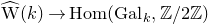 ModifyingAbove normal upper W With caret left parenthesis k right parenthesis right arrow normal upper H normal o normal m left parenthesis normal upper G normal a normal l Subscript k Baseline comma double struck upper Z divided by 2 double struck upper Z right parenthesis