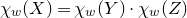 chi Subscript w Baseline left parenthesis upper X right parenthesis equals chi Subscript w Baseline left parenthesis upper Y right parenthesis dot chi Subscript w Baseline left parenthesis upper Z right parenthesis