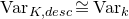 normal upper V normal a normal r Subscript upper K comma normal d normal e normal s normal c Baseline approximately equals normal upper V normal a normal r Subscript k