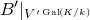 upper B prime vertical bar Subscript upper V Sub Superscript prime normal upper G normal a normal l left parenthesis upper K divided by k right parenthesis Baseline