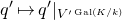q prime right arrow from bar q Superscript prime Baseline vertical bar Subscript upper V Sub Superscript prime normal upper G normal a normal l left parenthesis upper K divided by k right parenthesis Baseline