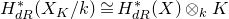 upper H Subscript normal d normal upper R Superscript asterisk Baseline left parenthesis upper X Subscript upper K Baseline divided by k right parenthesis approximately equals upper H Subscript normal d normal upper R Superscript asterisk Baseline left parenthesis upper X right parenthesis circled times Subscript k Baseline upper K