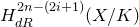 upper H Subscript normal d normal upper R Superscript 2 n minus left parenthesis 2 i plus 1 right parenthesis Baseline left parenthesis upper X divided by upper K right parenthesis