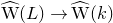 ModifyingAbove normal upper W With caret left parenthesis upper L right parenthesis right arrow ModifyingAbove normal upper W With caret left parenthesis k right parenthesis