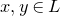 x comma y element of upper L