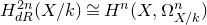 upper H Subscript normal d normal upper R Superscript 2 n Baseline left parenthesis upper X divided by k right parenthesis approximately equals upper H Superscript n Baseline left parenthesis upper X comma normal upper Omega Subscript upper X divided by k Superscript n Baseline right parenthesis