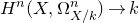 upper H Superscript n Baseline left parenthesis upper X comma normal upper Omega Subscript upper X divided by k Superscript n Baseline right parenthesis right arrow k