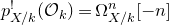 p Subscript upper X divided by k Superscript factorial Baseline left parenthesis script upper O Subscript k Baseline right parenthesis equals normal upper Omega Subscript upper X divided by k Superscript n Baseline left bracket negative n right bracket