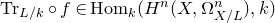 normal upper T normal r Subscript upper L divided by k Baseline ring f element of upper H normal o normal m Subscript k Baseline left parenthesis upper H Superscript n Baseline left parenthesis upper X comma normal upper Omega Subscript upper X divided by upper L Superscript n Baseline right parenthesis comma k right parenthesis