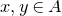x comma y element of upper A