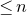 less than or equals n