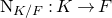 normal upper N Subscript upper K divided by upper F Baseline colon upper K right arrow upper F