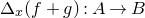normal upper Delta Subscript x Baseline left parenthesis f plus g right parenthesis colon upper A right arrow upper B