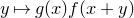 y right arrow from bar g left parenthesis x right parenthesis f left parenthesis x plus y right parenthesis