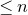 less than or equals n