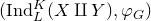 left parenthesis normal upper I normal n normal d Subscript upper L Superscript upper K Baseline left parenthesis upper X amalgamation or coproduct upper Y right parenthesis comma phi Subscript upper G Baseline right parenthesis