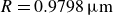 upper R equals 0.9798 mu normal m