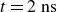 t equals 2 normal n normal s