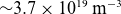 tilde 3.7 times 10 Superscript 19 Baseline normal m Superscript negative 3