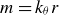 m equals k Subscript theta Baseline r