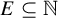 upper E subset of or equal to double struck upper N
