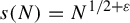s left parenthesis upper N right parenthesis equals upper N Superscript 1 divided by 2 plus epsilon